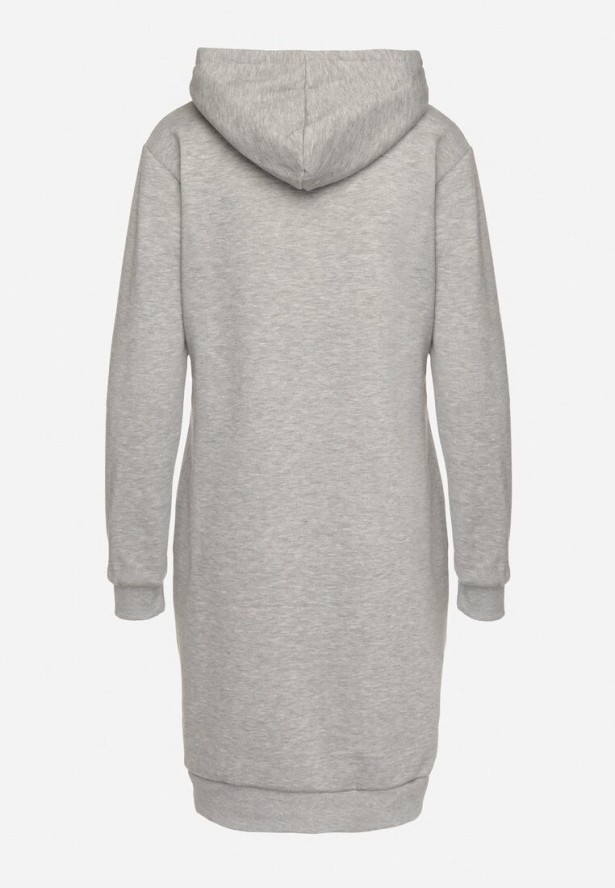 Jasnoszara Tunika Bluza z Bawełną Kapturem i Sznurkami Mivilora