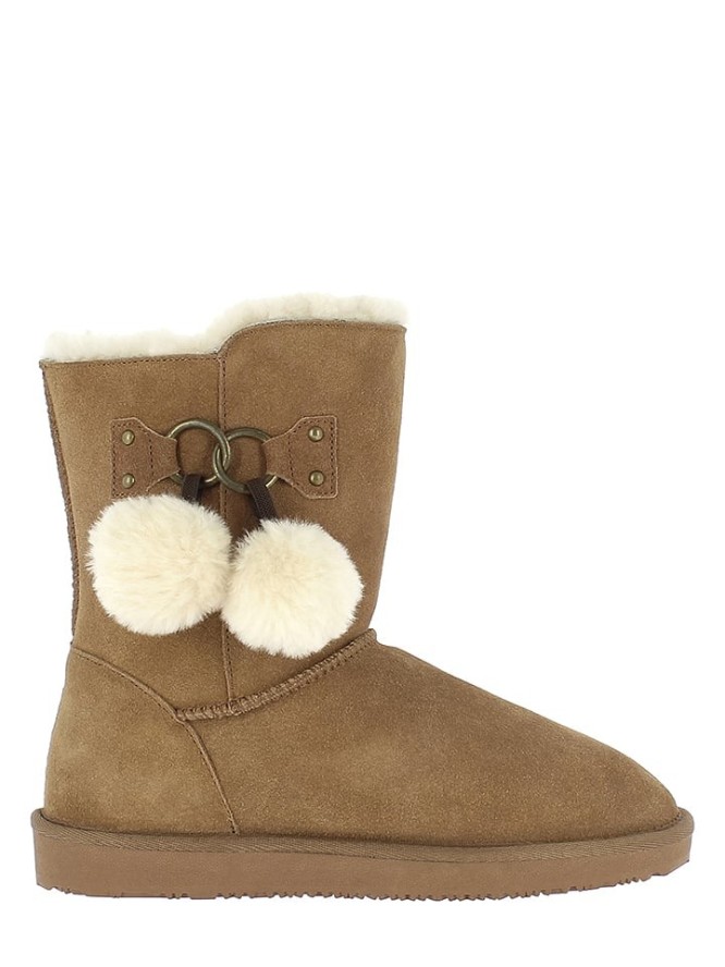 NICEBAY Skórzane botki zimowe "Gambell" w kolorze jasnobrązowym rozmiar: 38