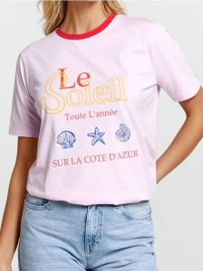 Bawełniana koszulka z nadrukiem - różowy