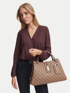 Guess Torebka Yvonne Logo HWSG23 78220 Brązowy jasny