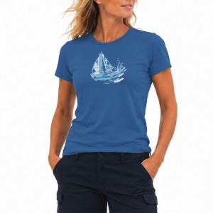 Koszulka żeglarska damska granatowa BEAT Sailin in Motion