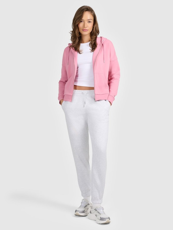 4F Bluza dresowa rozpinana z kapturem damska - różowy XL