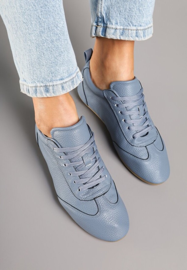 Niebieskie Tenisówki bez Zdobień z Ekoskóry Verillis