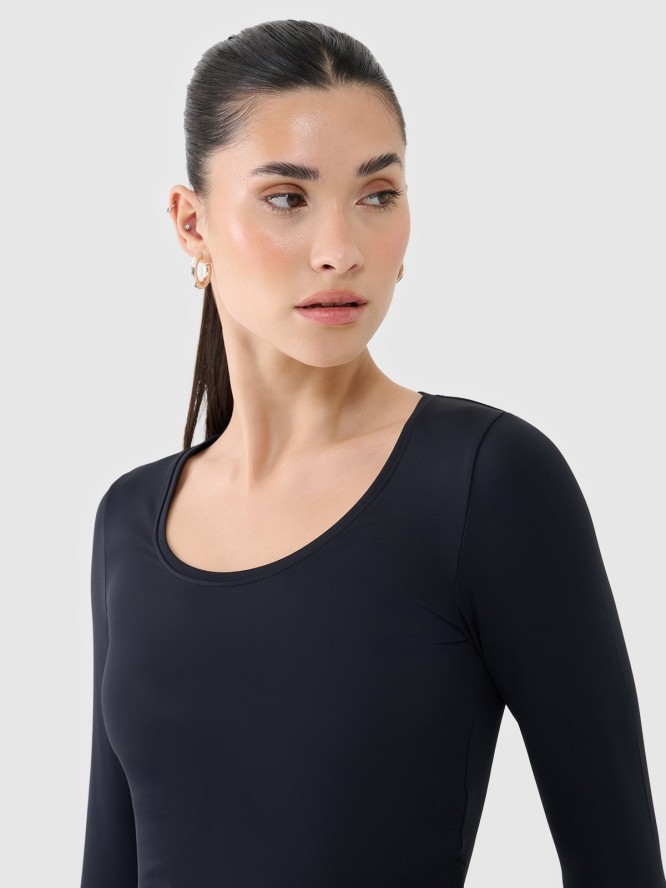 4F Longsleeve slim gładki damski - czarny L