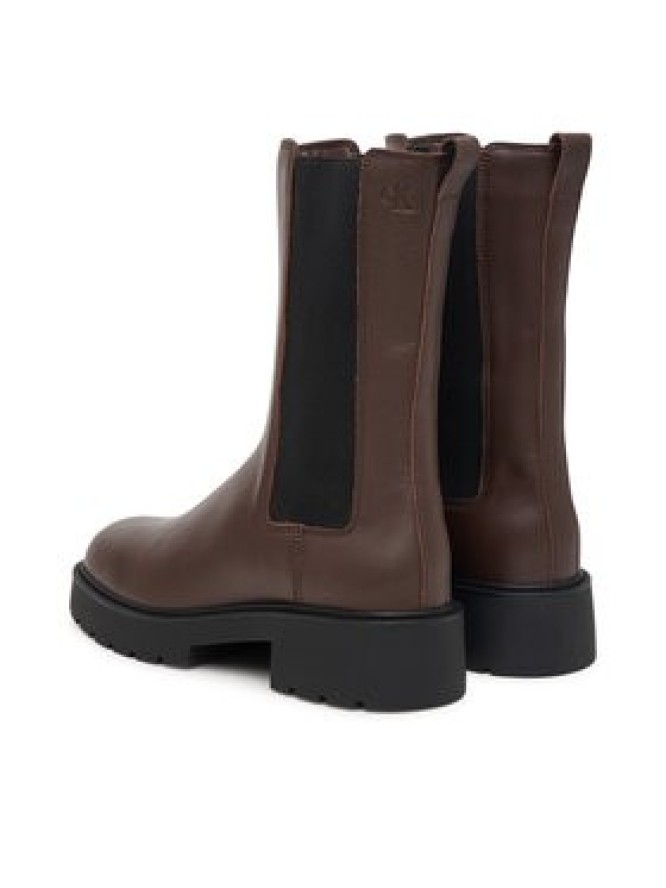 Calvin Klein Sztyblety Chunky Mid Chelsea Boot Lth YW0YW01909 Brązowy ciemny