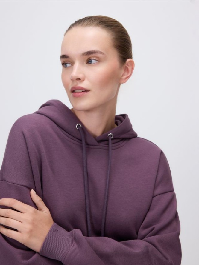 Bawełniana bluza z kapturem - ciemnofioletowy