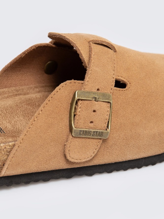 Klapki damskie ze skóry naturalnej brązowe RR274A602 803