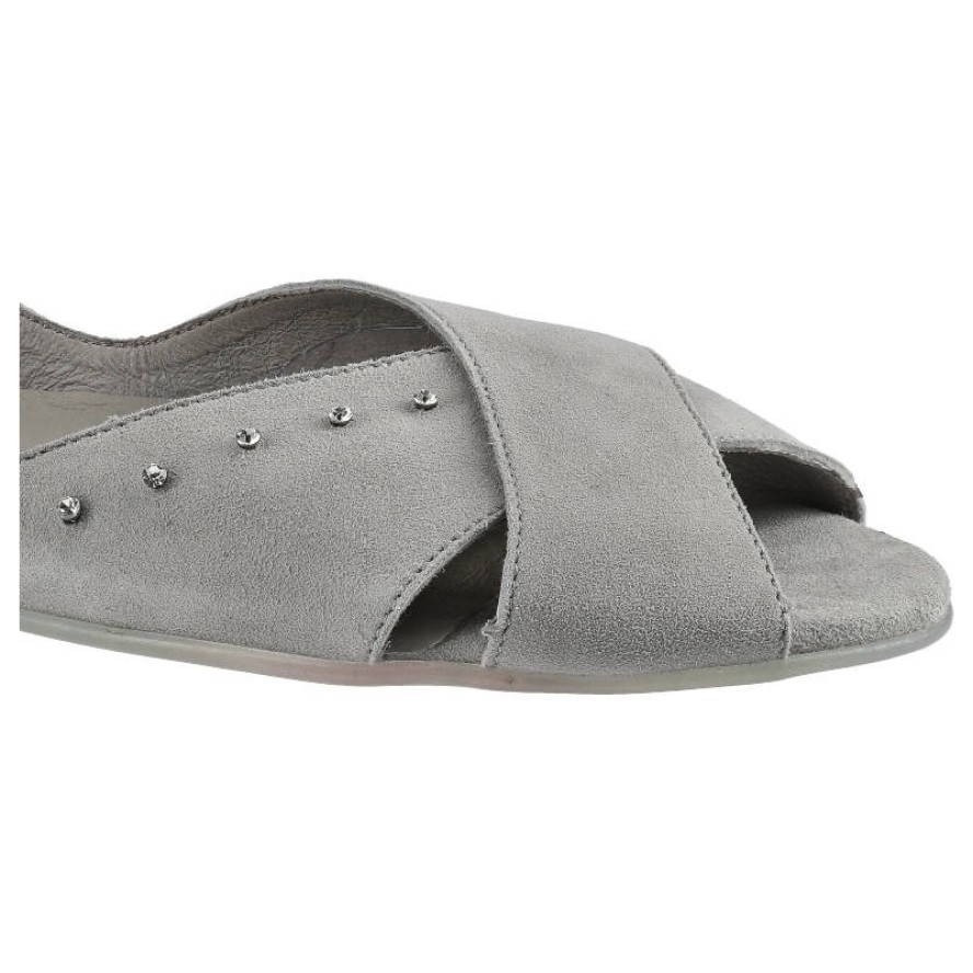 Baleriny damskie Lemar, ze skóry naturalnej na płaskiej podeszwie, szare, 20054