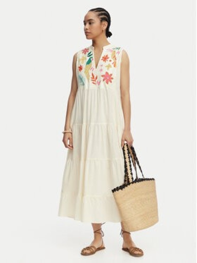 LOLA CASADEMUNT Sukienka letnia LS2616006 Kremowy Relaxed Fit