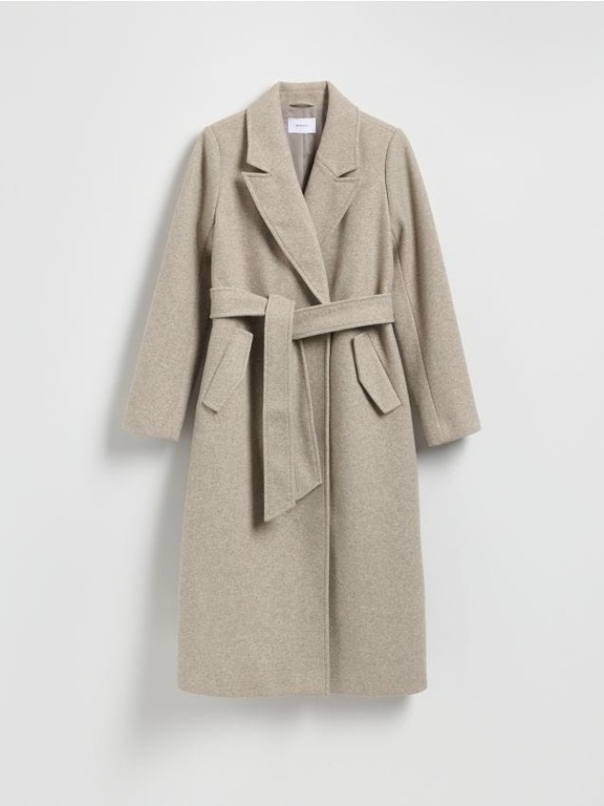 Płaszcz z wiązaniem - beżowy