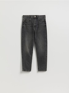 Jeansy mom fit slim - szary
