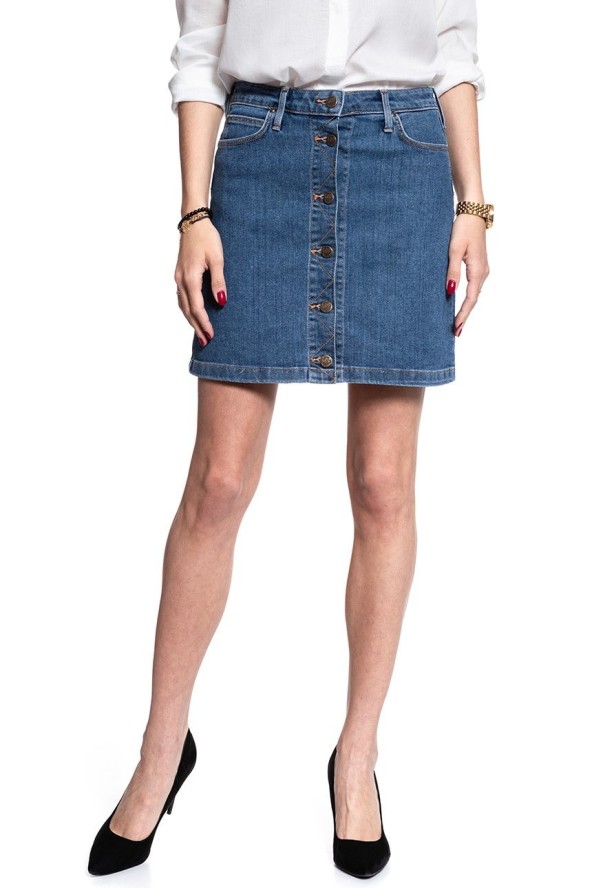 SPÓDNICA JEANSOWA LEE A LINE SKIRT MID STONEWASH L38NMG44 112108286