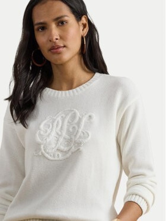 LAUREN RALPH LAUREN Sweter 200P08805001 Biały Relaxed Fit