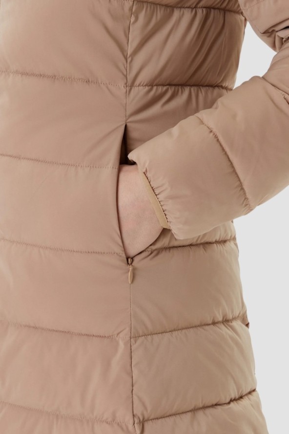 GUESS Brązowa długa damska kurtka New Aleta, Rozmiar S