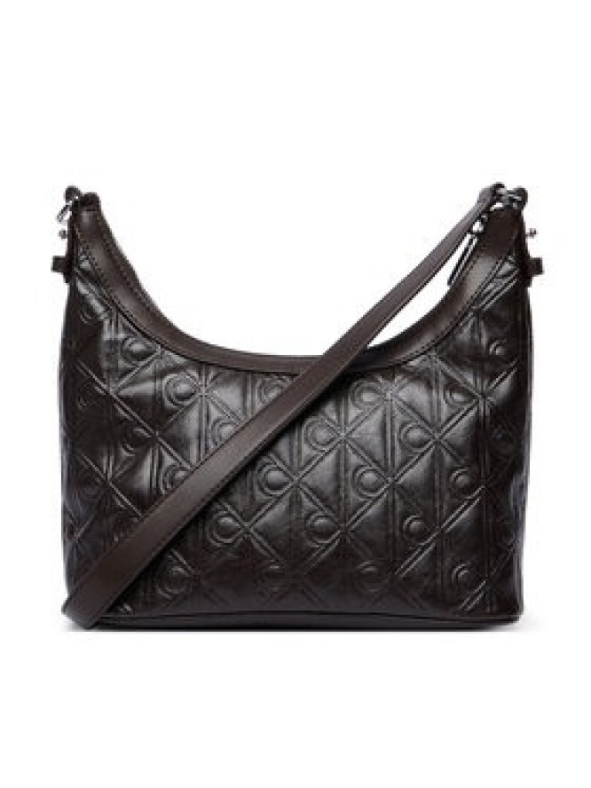 Calvin Klein Torebka Emblem Aop Debossed Shoulder Bag LV04F3874G Brązowy