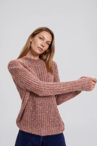 Sweter z ozdobną strukturą beżowy