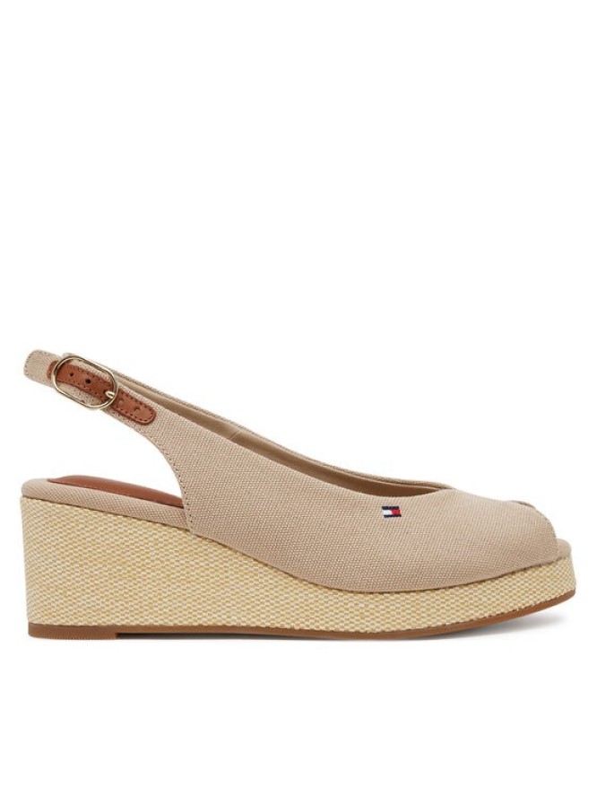 Tommy Hilfiger Sandały Flag Mid Wedge Espad Slingback FW0FW08595 Beżowy