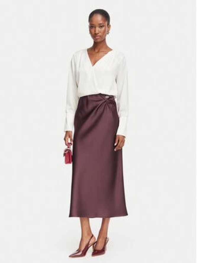 Rinascimento Spódnica midi CFC0130230003 Bordowy Regular Fit