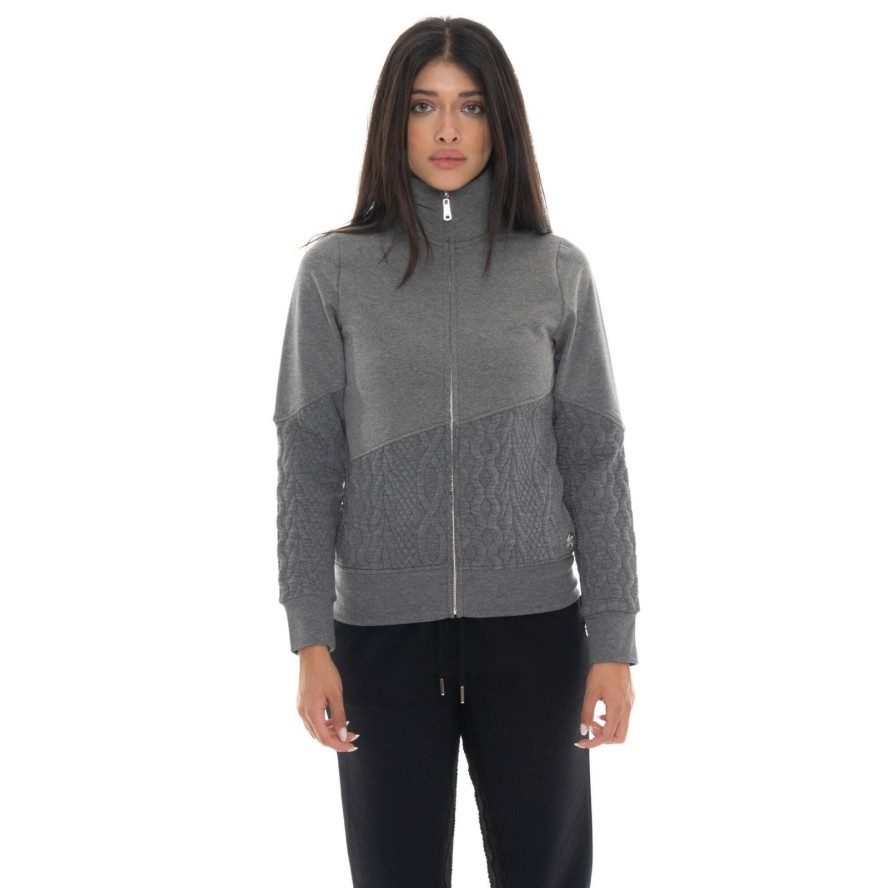 Bluza zimowa Damen ze Stehkragen und Reißverschluss, Leone 1947 Warkocz