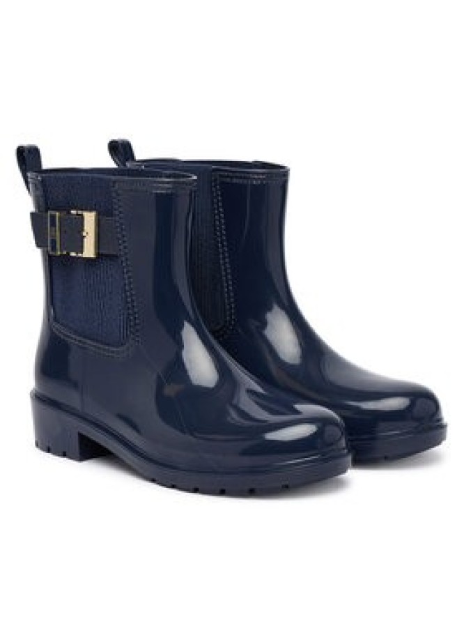 Tommy Hilfiger Kalosze Th Buckle Glossy Ankle Rain Boot FW0FW09543 Granatowy