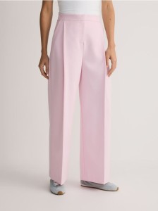 Szerokie spodnie z kantem - pastelowy róż