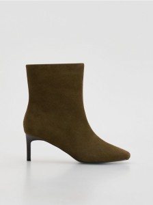 Zamszowe botki na szpilce - zielony