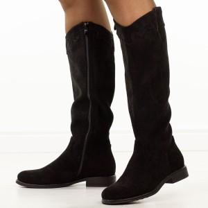 Czarne zamszowe kozaki damskie Potocki 11342