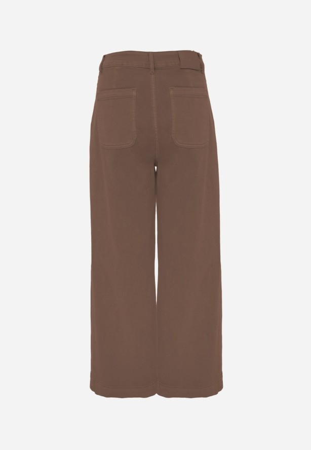 Brązowe Szerokie Jeansy High Waist z Bawełny Berinnessa