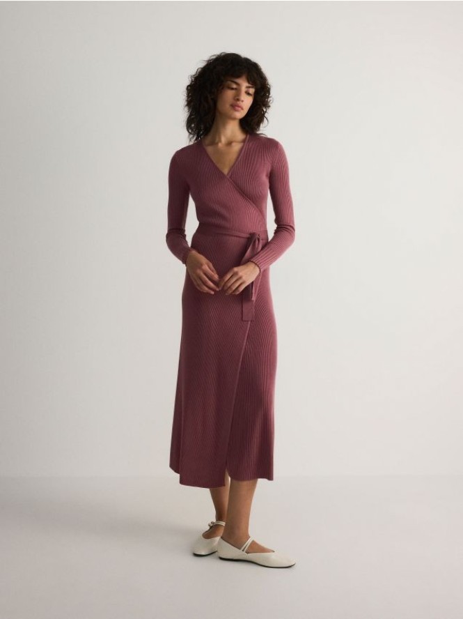 Sukienka z wiskozy - brudny róż