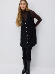 Tweedowa sukienka mini - czarny