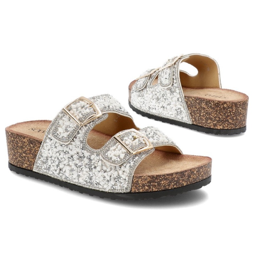 Białe Klapki Sca'Viola Eleganckie Obuwie Damskie