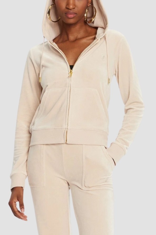JUICY COUTURE Piaskowa bluza damska Robertson Hoodie, Rozmiar L