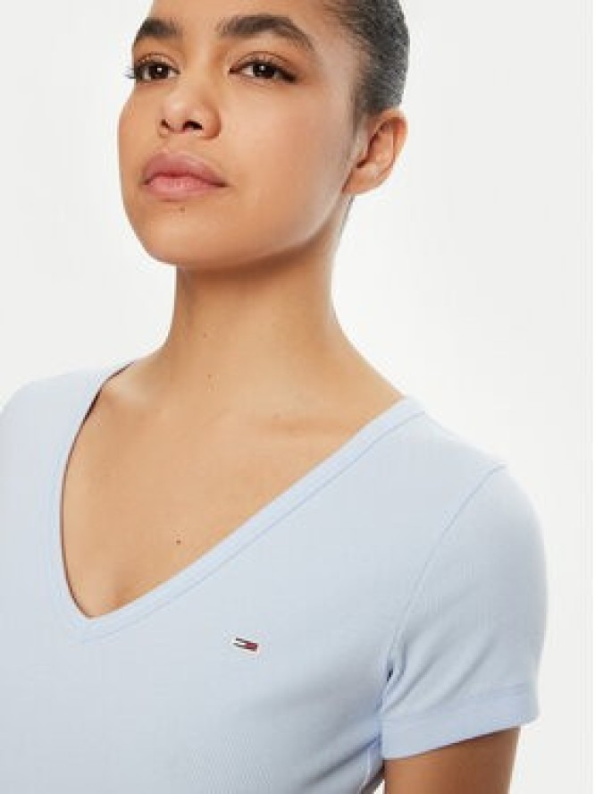 Tommy Jeans T-Shirt Essential DW0DW17385 Błękitny Slim Fit