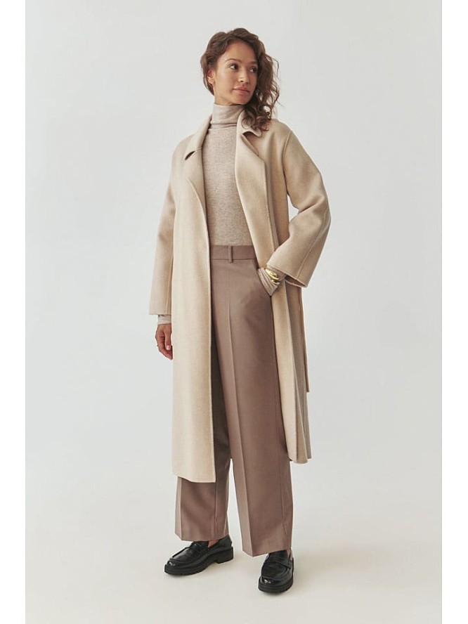 TATUUM Wełniany płaszcz w kolorze beżowym rozmiar: L