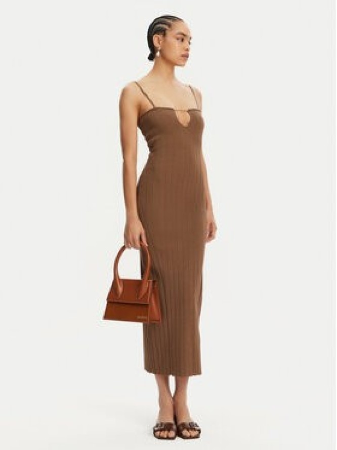 JACQUEMUS Sukienka dzianinowa 24E241KN358-2355 Brązowy Regular Fit