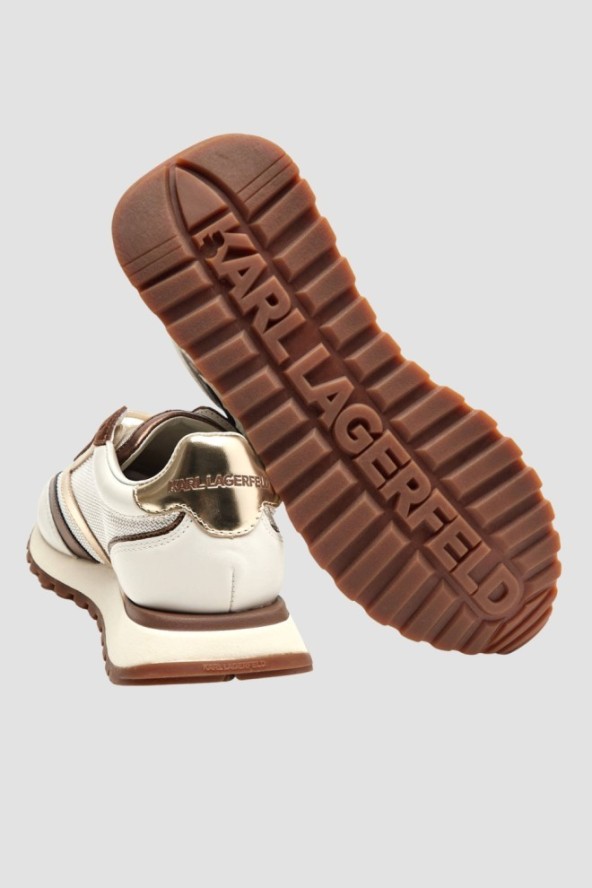 KARL LAGERFELD Biało-brązowe damskie sneakersy KAIRO NFT Peep, Rozmiar 39