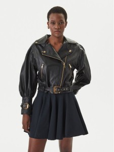 Versace Jeans Couture Kurtka skórzana 80HAVP00 CP009 Czarny Loose Fit