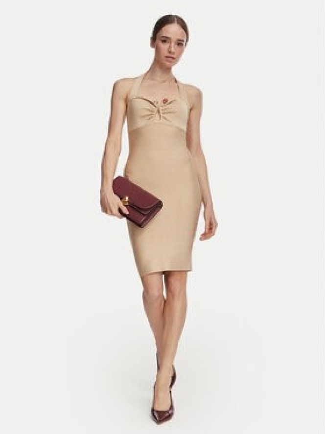 Guess Sukienka koktajlowa W6YK57 Z1044 Beżowy Slim Fit