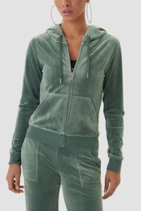 JUICY COUTURE Zielona bluza damska Gold Robertson Hoodie, Rozmiar S
