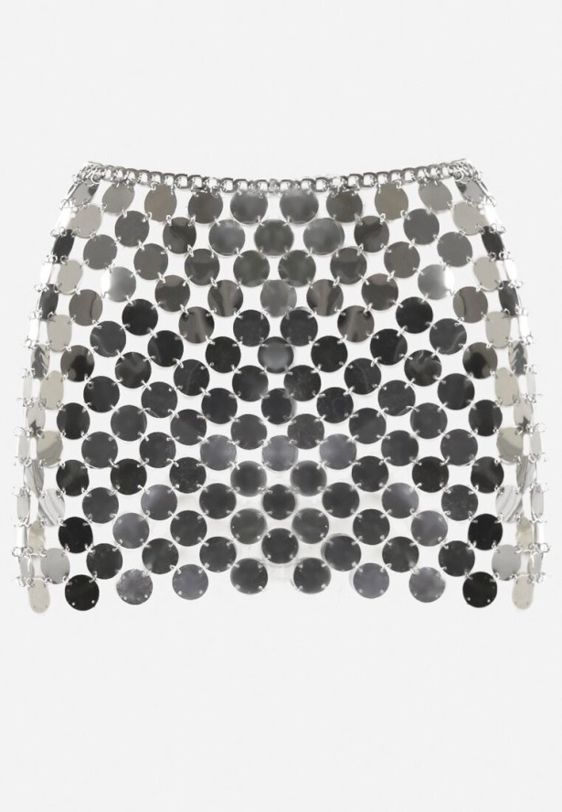 Srebrna Siateczka z Szerokich Cekinów na Spódnicę Lilinitta