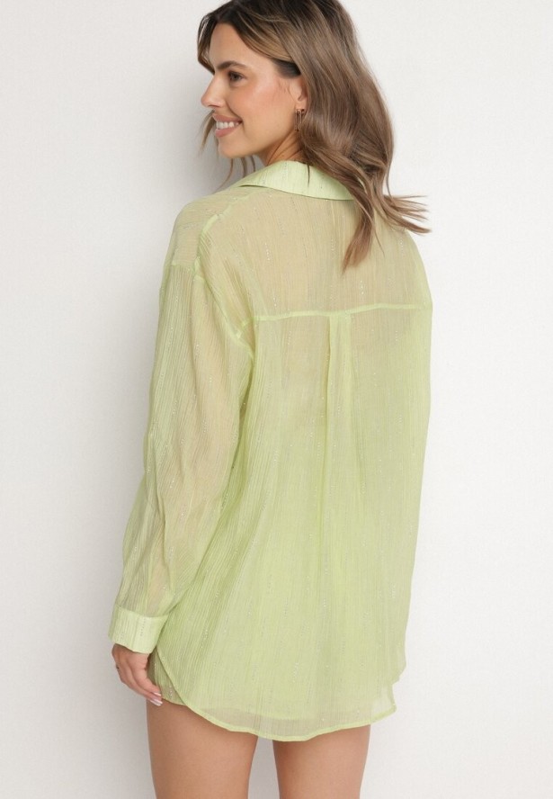 Zielony Komplet Ozdobiony Cyrkoniami Koszula i Szorty Jenorenea