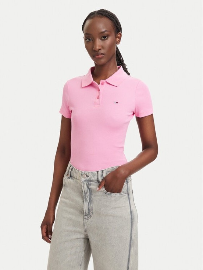 Tommy Jeans Polo DW0DW22327 Różowy jasny Slim Fit