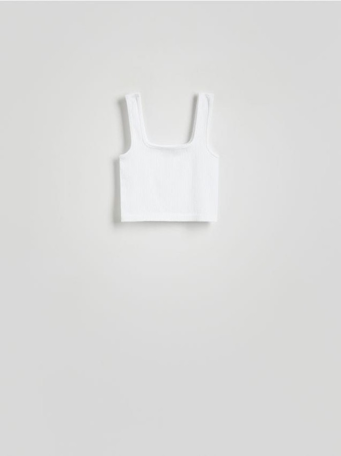 Krótki top na ramiączkach - biały