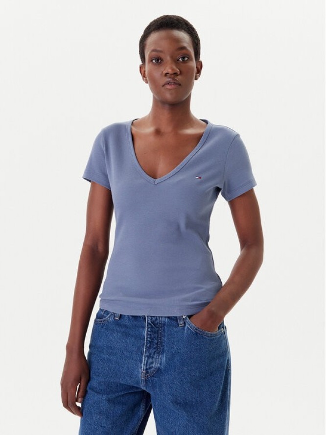 Tommy Jeans T-Shirt Essential DW0DW17385 Niebieski Slim Fit