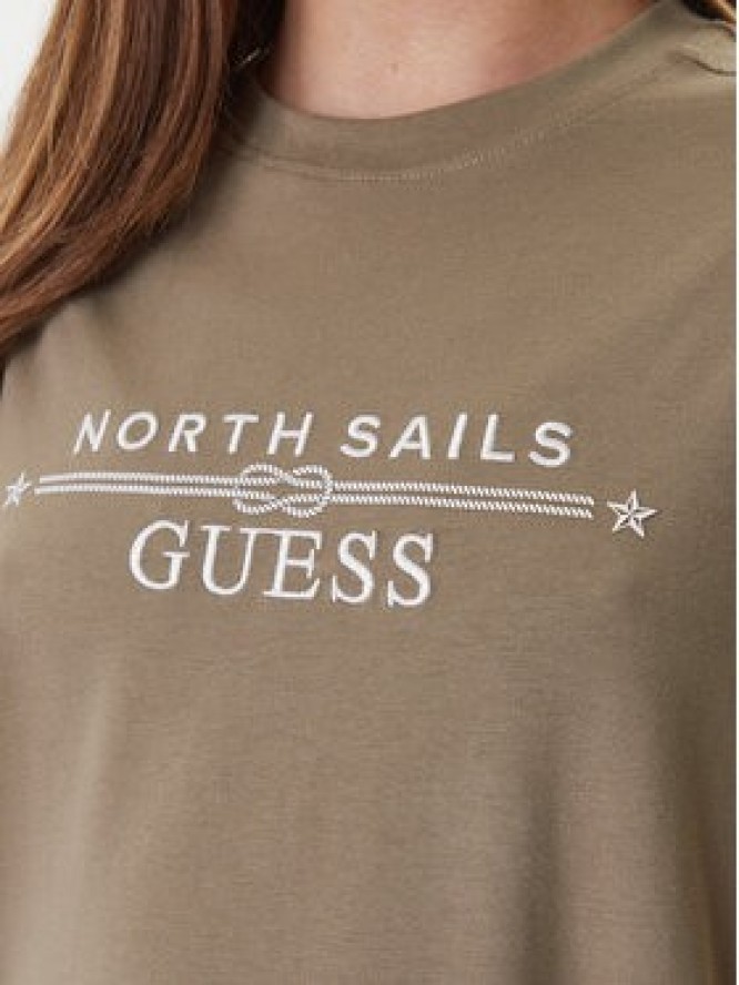 Guess T-Shirt GUESS x NORTH SAILS W6GI03 K2657 Zielony Relaxed Fit