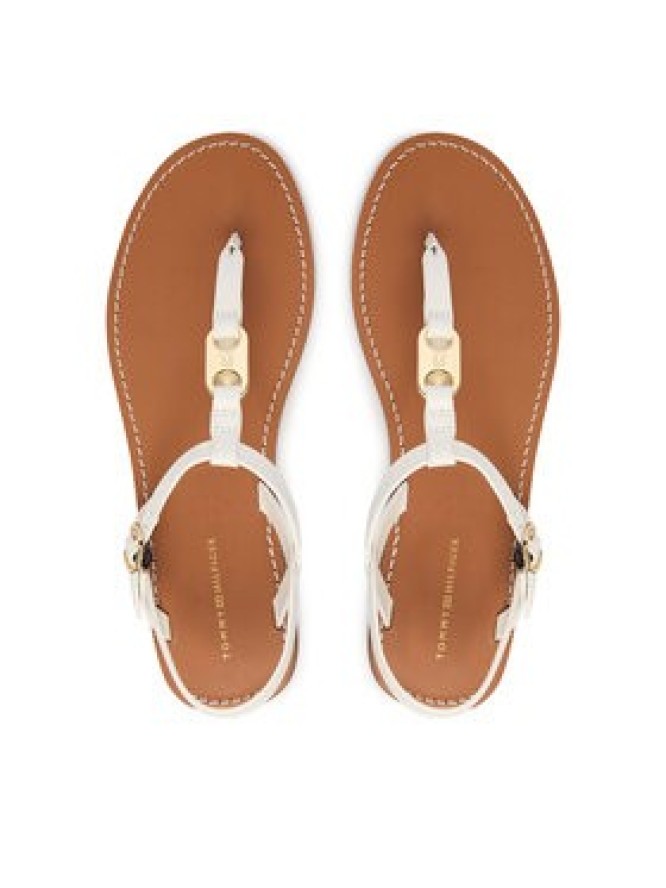 Tommy Hilfiger Sandały Leather Thong Sandal FW0FW09127 Biały