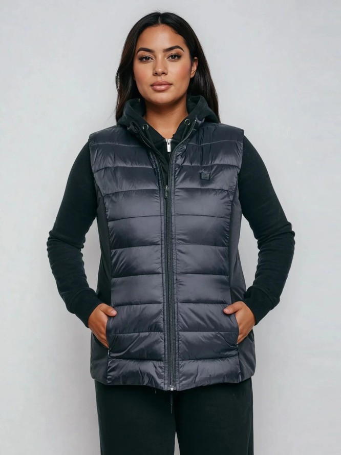 Kamizelka damska pikowana czarna Trinoe 906