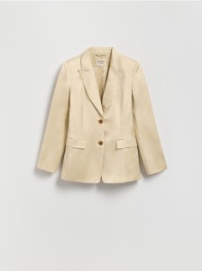 Satynowa marynarka z domieszką lnu - kremowy