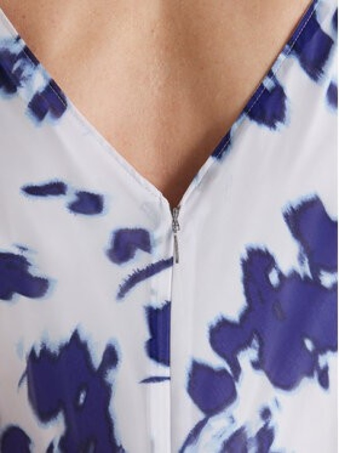 Calvin Klein Sukienka wieczorowa Printed Chiffon Sl Cowl LV044F029G Biały Regular Fit