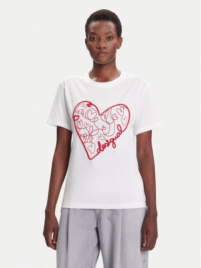 Desigual T-Shirt Roma 25WWTK50 Biały Regular Fit